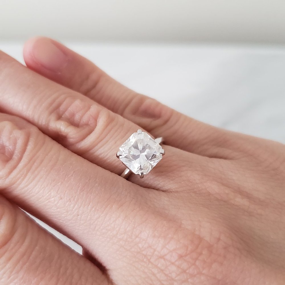 Tiffany True Cut Style Moissanite Ring 14K WG